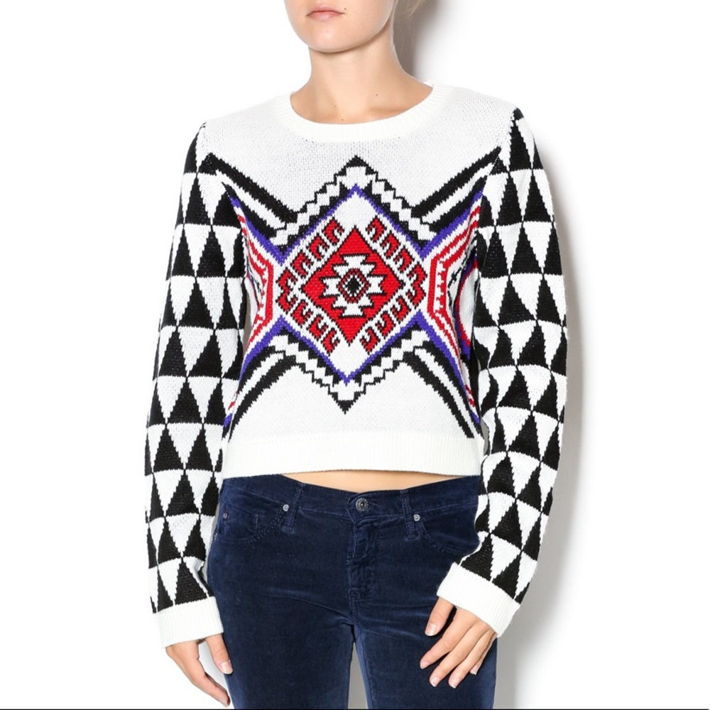 MINKPINK Disturbia Aztec Knit Crop Sweater